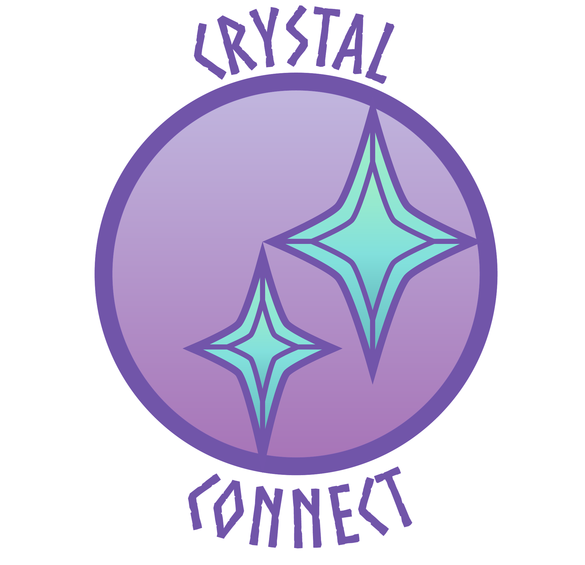 The first logo. Consists of a circle with two intersecting star symbols. The brand name curls along the top and bottom of the logo.